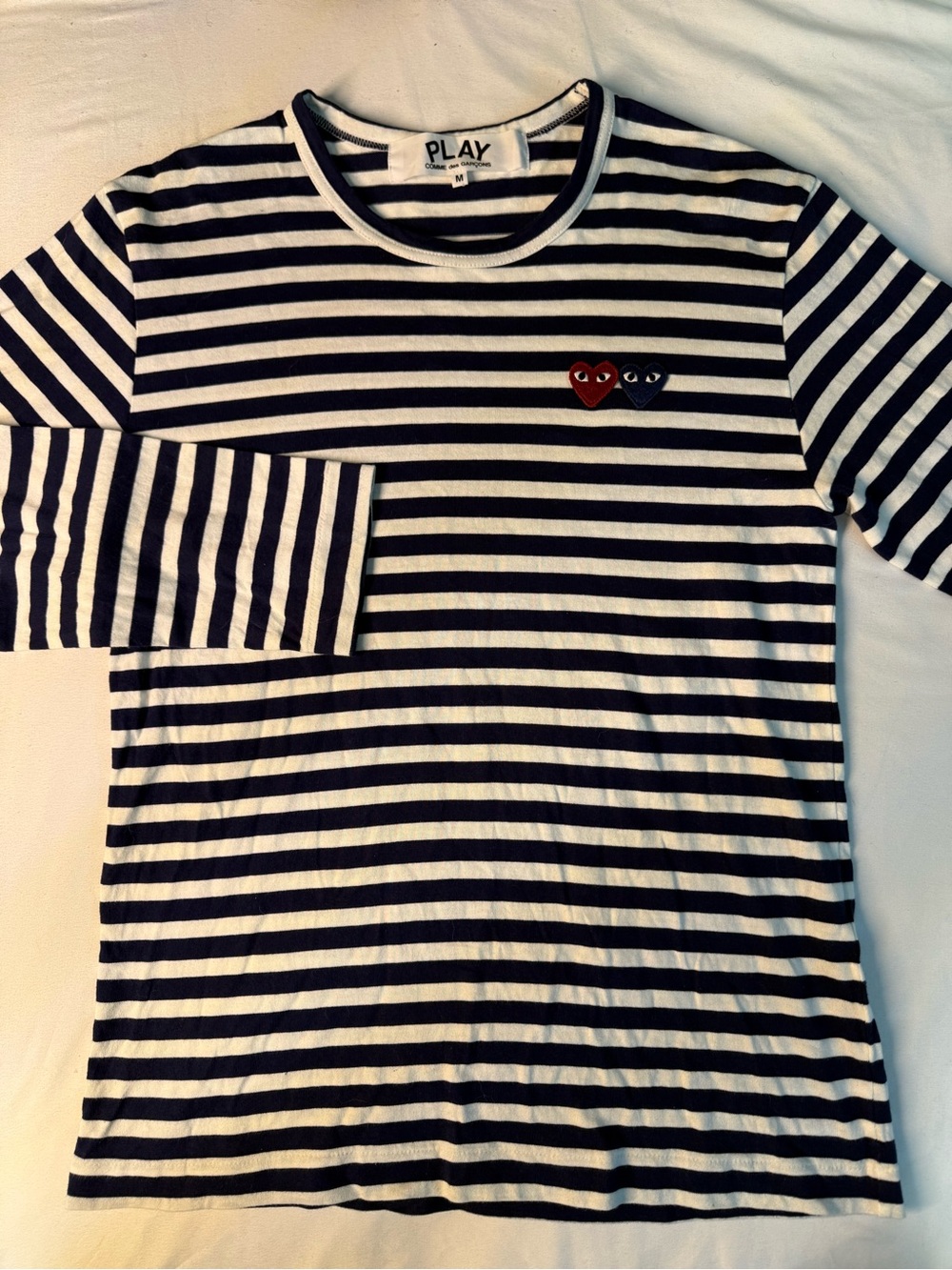 PLAY Comme des Garçons Women’s Navy & White Striped Long Sleeve Tee